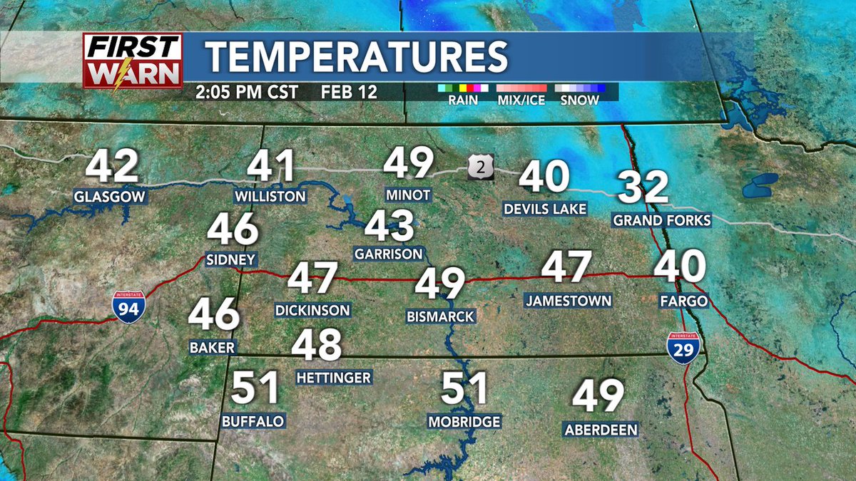 Good Afternoon!  Here are current temperatures with radar