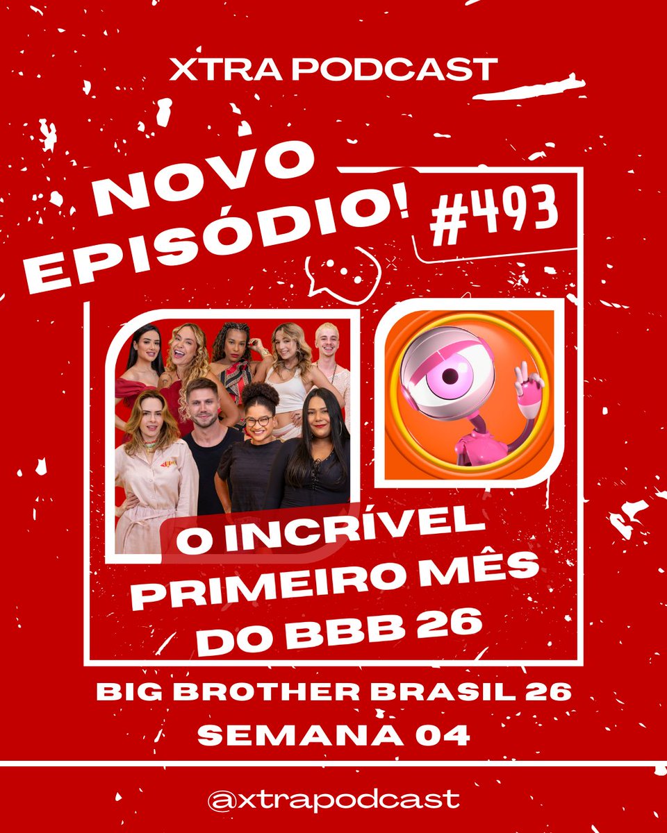 Hey! Já está no ar o <a href="/xtrapodcastbr/">Xtra Podcast</a> comentando a 4ª semana do #BBB26 ;) O reality chega em seu primeiro mês rendendo do começo ao fim! Confira:

🎧Spotify: open.spotify.com/episode/75QuDX…
🎧Apple Podcasts: xtrapodcast.short.gy/xtrapple
🎧Outros links: linktr.ee/xtrapodcast