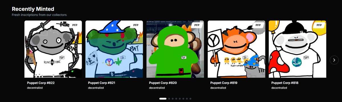 the most recent <a href="/PuppetCorpbtw/">Puppet Corp™ 🌎☮️🏴‍☠️</a> mints are going hard..

soon the puppet army will span time, space &amp; existence.

ord-x.com