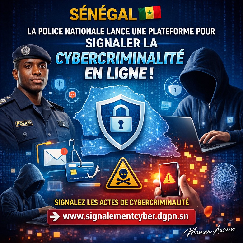‼️Sénégal : La Police nationale lance une plateforme numérique pour signaler la cybercriminalité en ligne

signalementcyber.dgpn.sn/signalement