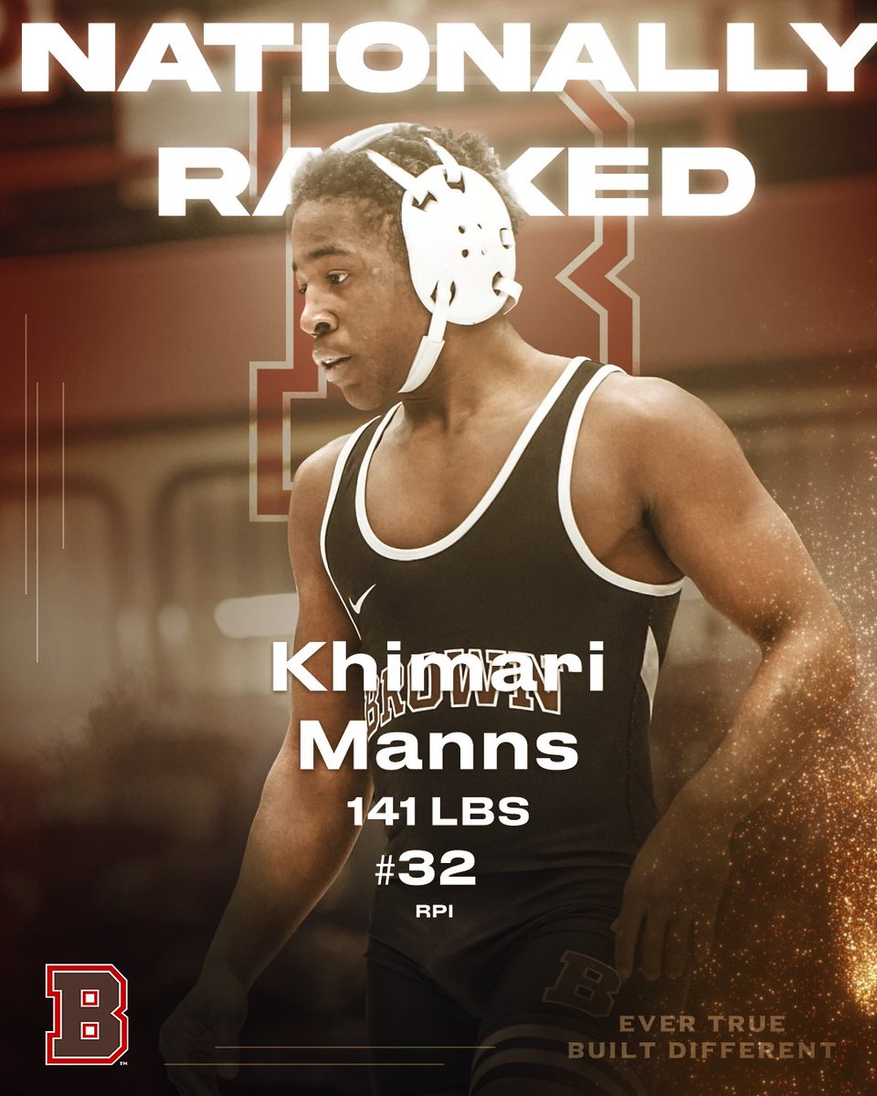 BrownU_Wrestle's tweet photo. Bears in the National Rankings! Andrew Reall, Alex Semenenko, Austin McBurney, and Khimari Manns are putting Brown in the National spotlight! #EverTrue #Builtdifferent https://t.co/x5AJXeHaHe