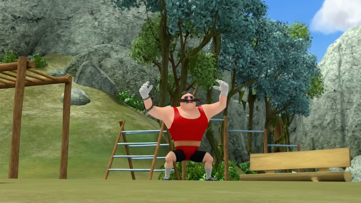 "Muy bien Eggman, hora de ponerse en forma".

¿CÓMO QUE PONERSE EN FORMA? SI LITERALMENTE YA ERES UNA PUTA MOLE.

WHY THE FUCK TE LLAMAS EGGMAN EN PRIMER LUGAR SI NI SI QUIERA PARECES UN HUEVO.