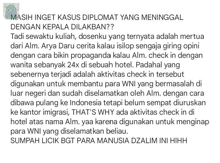 💚 KASUS ARYA DARU UDAH DINYATAKAN DITUTUP PADAHAL MASIH BANYAK FAKTA YG BELUM DIUNGKAP KE PUBLIK BAHKAN BANYAK MISINFORMASI YG BEREDAR DI MEDIA SOSIAL 🥀