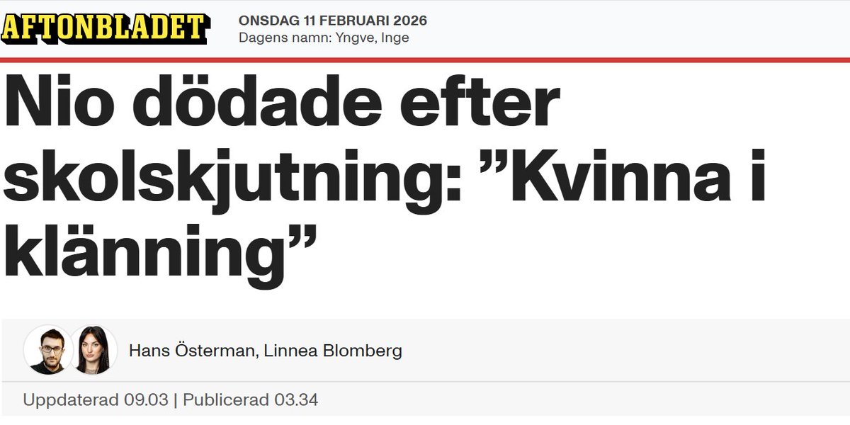 Nej <a href="/Aftonbladet/">Aftonbladet</a> det var inte "Kvinna i klänning". 

Möjligtvis var det "kvinna" i klänning, eftersom det var en ung man. 

Det är hög tid att ni skippar orwellskan och börjar uttrycka er intellektuellt hederligt.