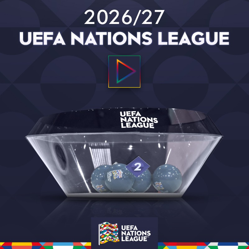 UEFAEURO's tweet photo. The 2026/27 UEFA Nations League draw is underway! 🙌

Watch live 📲⤵️

#NationsLeague