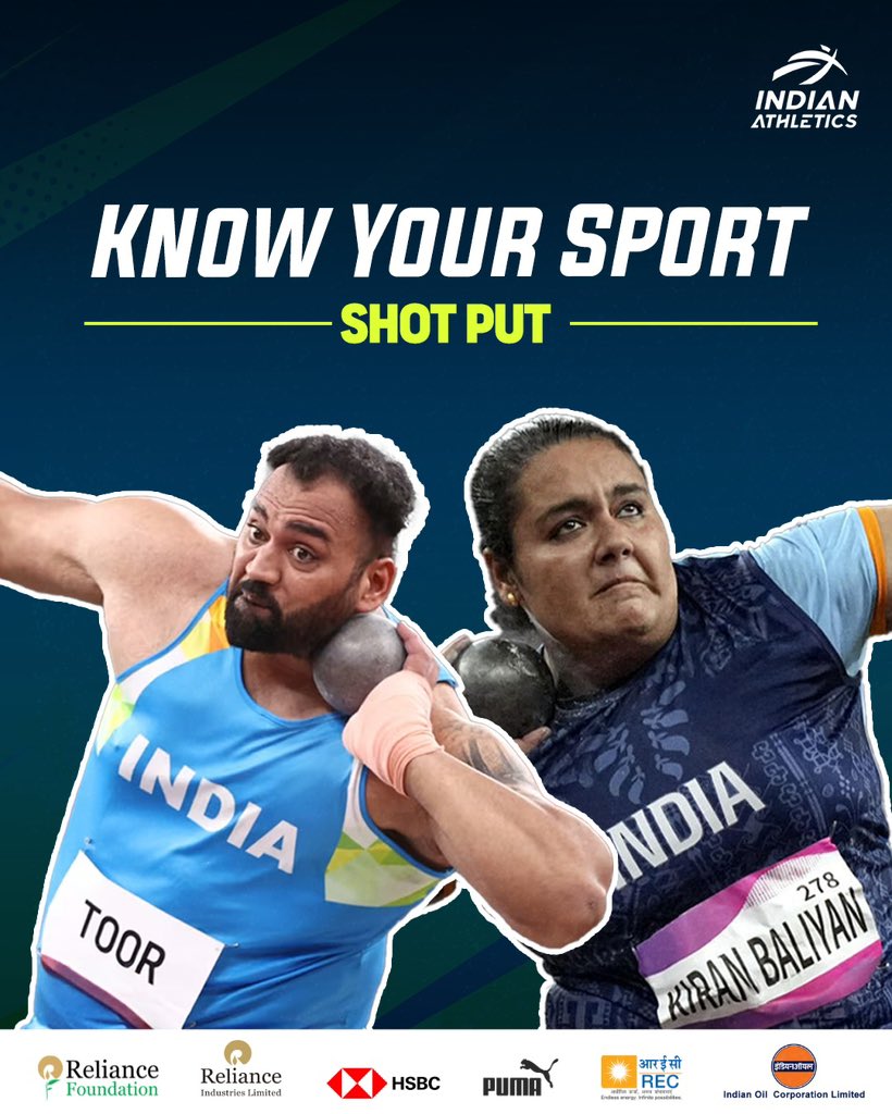 afiindia's tweet image. Shot put - a test of explosive strength skill and mental focus 👊

#KnowYourSport #ShotPut #IndianAthletics #AFI