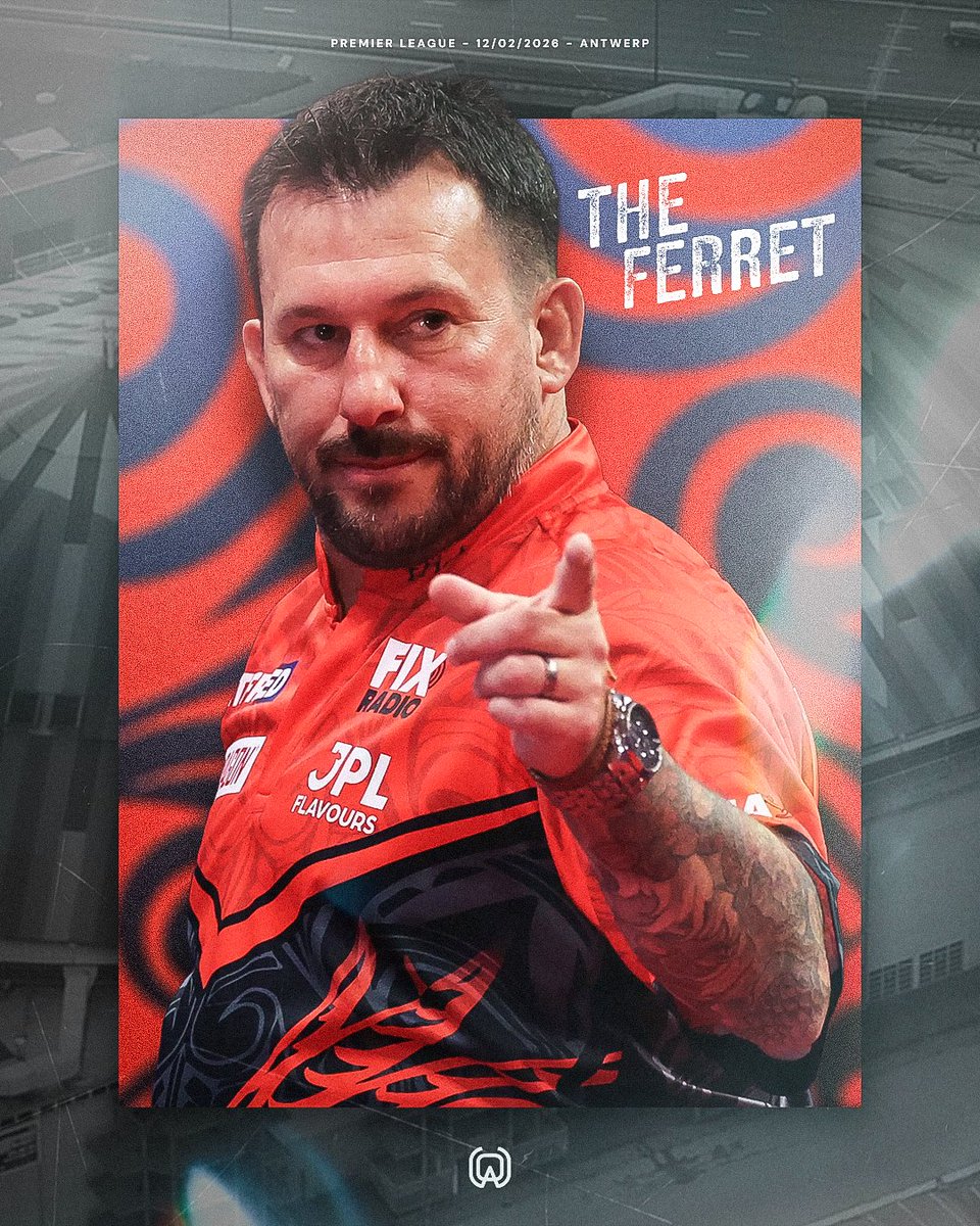 o_w_design's tweet photo. Night 2. Antwerp.

The Ferret is back in action in Premier League Darts.

@JonnyClay9 @OfficialPDC @DartsCymru 
#darts #premierleaguedarts #clayton #dartsgraphics https://t.co/iDWKvhWT72