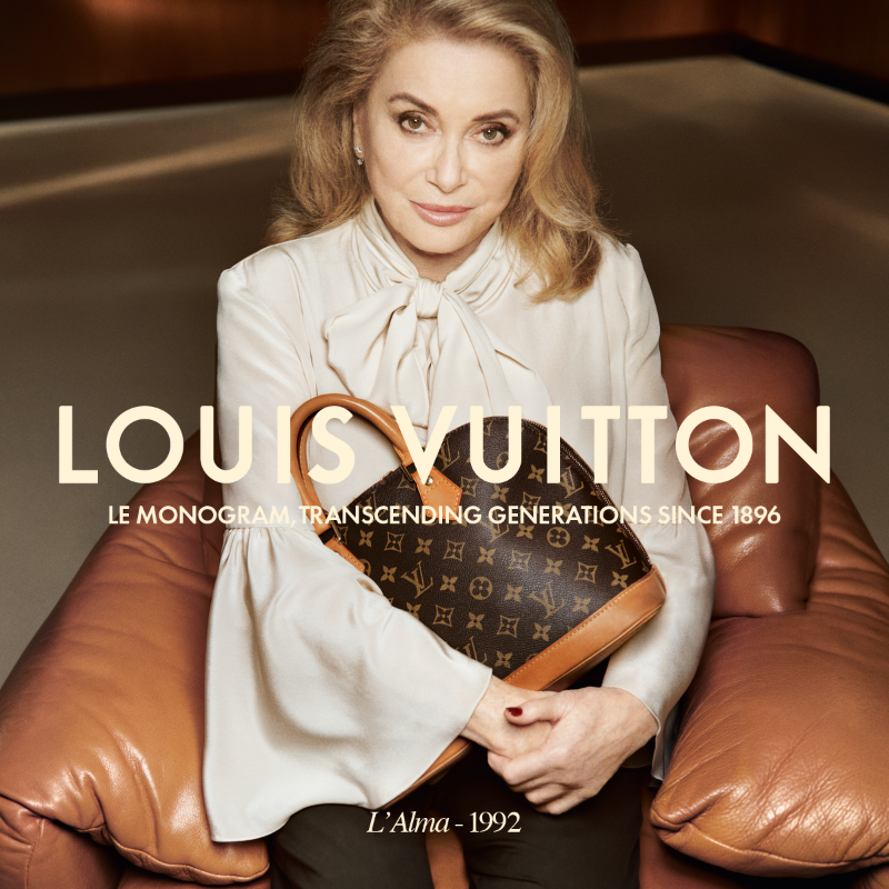 LouisVuitton's tweet photo. L'Alma. An emblem of Parisian elegance, Catherine Deneuve evokes the poised charisma of the sophisticated Alma bag. 

#CatherineDeneuve #LVMonogram130 #LouisVuitton