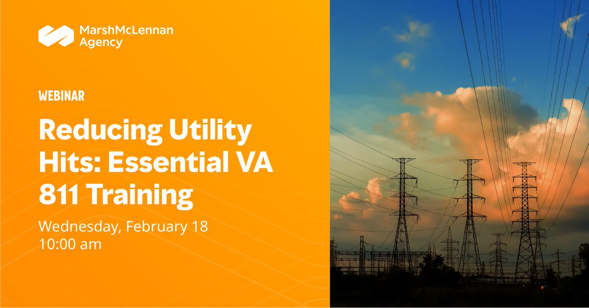 Marsh_MMA's tweet image. You still have a week left to register for our Reducing Utility Hits webinar on February 18. Register to learn more about how you can help prevent utility hits from affecting your construction project: bit.ly/3LX1cVO. #Webinar #Construction #ClaimsManagement