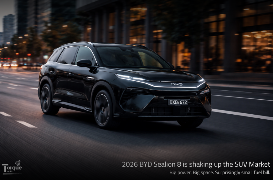 TorqueTales317's tweet image. 359kW
7 seats
152km EV range

The 2026 BYD Sealion 8 delivers genuine seven-seat practicality, and plug-in hybrid efficiency — all from under $60K. 

Could this be the value king of large SUVs?

Know more: bit.ly/byd-sealion8-r… 

#TorqueTales #AutoNews #BYDSealion8 #HybridSUV