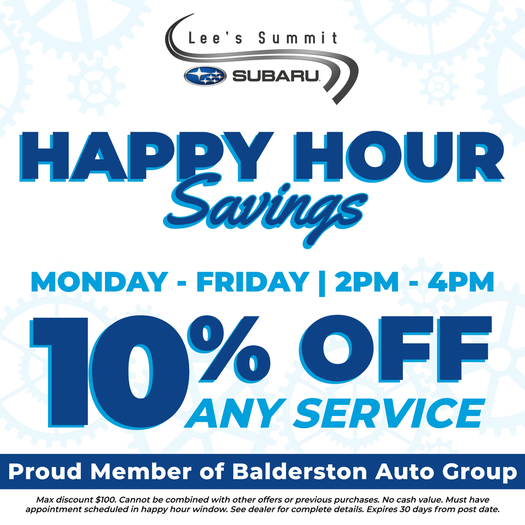 LSSubaru's tweet image. 🕑Happy Hour Savings at Lee’s Summit Subaru!🕑

Mon–Fri | 2–4 PM

Enjoy 10% OFF any service during our afternoon special. 🚗✨

👉 Schedule your service here: ow.ly/y6Yy50YbJgP

#BalderstonAutoGroup #LSSubaru #ScheduleService #HappyHourSavings #LeesSummit