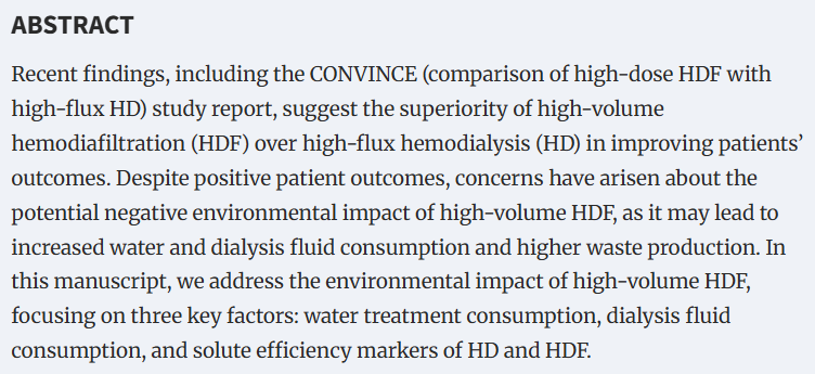CKJsocial's tweet photo. Does online high-volume hemodiafiltration offer greater efficiency and sustainability compared with high-flux hemodialysis? 

A detailed simulation analysis anchored in real-world data

https://t.co/eVp9P9X9hV https://t.co/aA354jbyDH