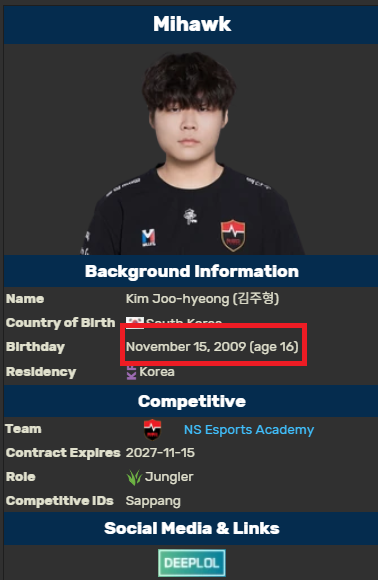NavyL0L's tweet photo. First player in professional play who's younger than the game itself 😭 https://t.co/Bs625zUgr8