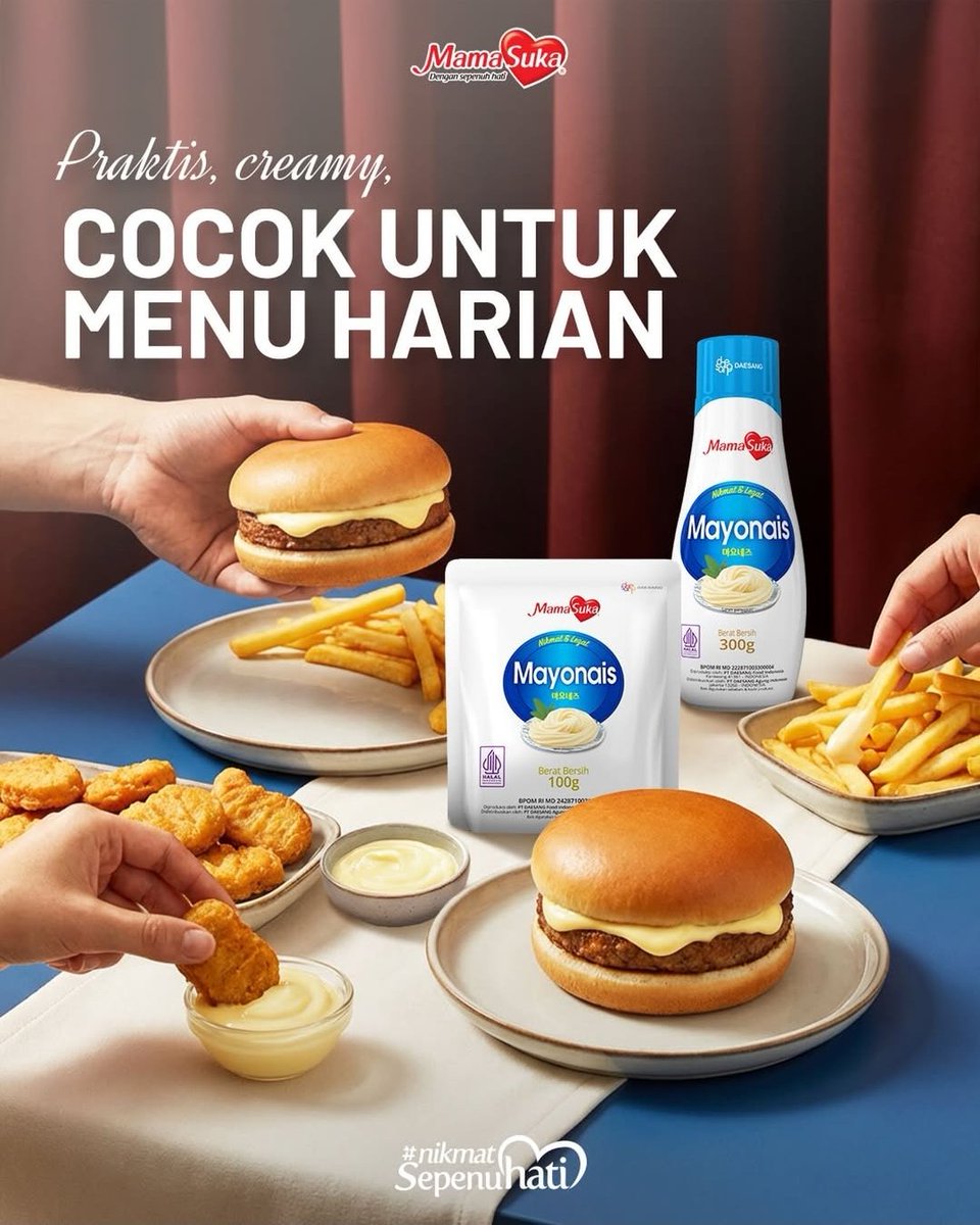 Praktis, creamy, dan bikin menu harian jadi lebih istimewa 🤍

Cocol nugget, temani kentang goreng, atau jadi isian burger, MamaSuka Mayonais selalu bikin rasanya makin seru dan nagih!

#MamaSuka #NikmatSepenuhHati