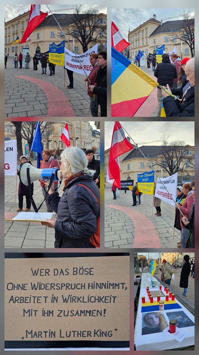 Humbold01's tweet photo. 13th vigil #RussiaOutOfUkraine
13. Mahnwache gegen den völkerrechtswidrigen Angriff Russlands auf die Ukraine
#RussiaGoHome #Putout
#russlandrausausderukraine
@WKogler @DietmarPichler1 @JohannesThun @paneuropa_at @diegruenen @neos_eu @vanderbellen @DiePressecom @derStandardat https://t.co/fWKLFfyDKa