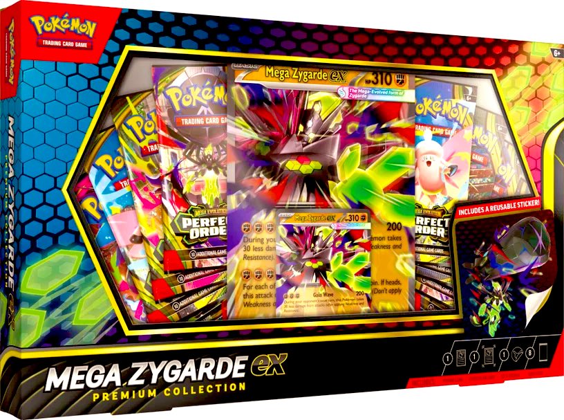 PokemonRestockr's tweet photo. 🚨 FIRST LOOK 🚨

Mega Zygarde ex Premium Collection drops May 22nd! 💫

Includes: 🔥 1 Mega Zygarde ex Promo        1 Jumbo Lenticular Card        Reusable Sticker        8 Booster Packs

#PokemonTCG #Pokemon https://t.co/oDw5oQ2FfM