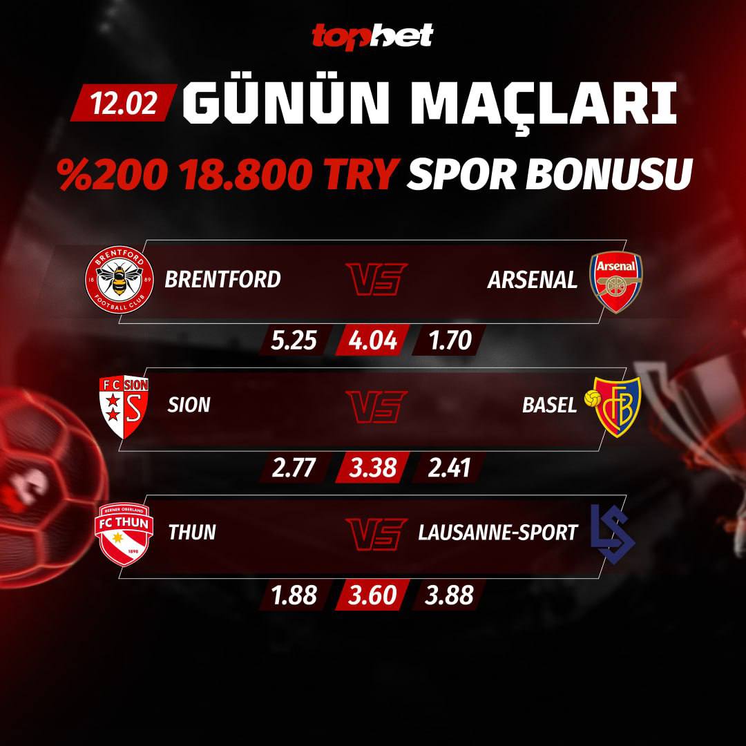 Premier Lig'de günün maçına Topbet ile bahis!

🔴 Brentford 🆚 Arsenal ⚪️

💰%50 Yatırım FreeBet Bonusu
💎47K TRY'e kadar Cashback Bonusu

Topbet 📲 cutt.ly/rtzGVzW6 🎁