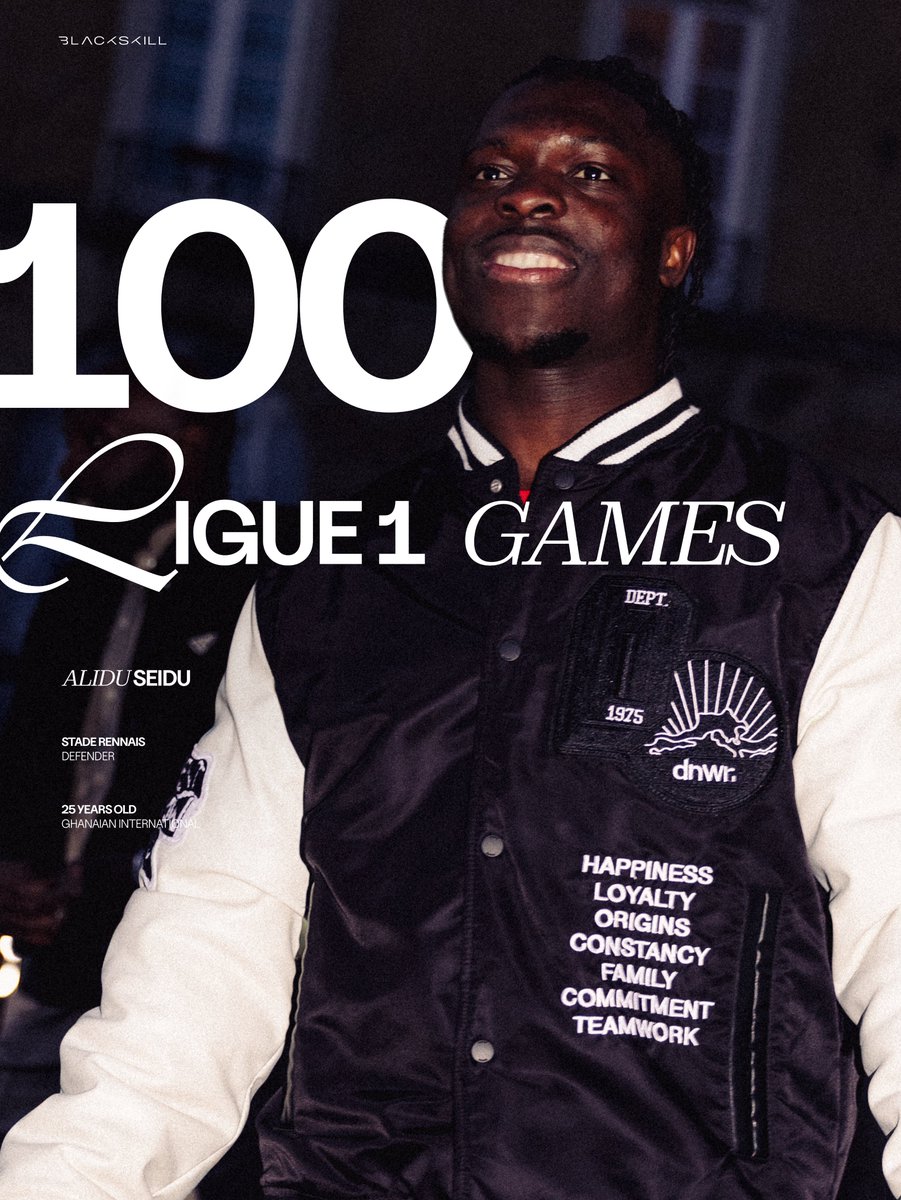 Blackskill8's tweet photo. 1️⃣0️⃣0️⃣  Ligue 1 appearances

After beginning his Ligue 1 career with Clermont Foot 63, Alidu joined Stade Rennais in 2024, continuing to confirm his progress at the highest level. 

Sidelined by a long injury last season, the defender returned to the pitch with determination, gradually rediscovering his best form. 

Against RC Lens, he reached a symbolic milestone by making his 100th appearance in Ligue 1