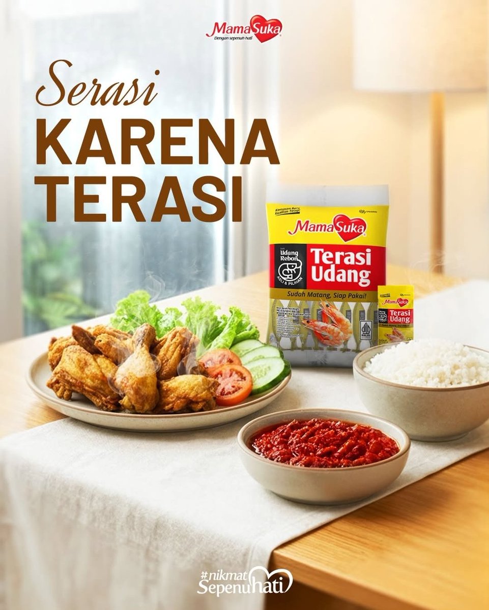 Serasi karena terasi 🦐🌶️

Sambal jadi makin mantap dengan MamaSuka Terasi Udang, sudah matang &amp; siap pakai, tinggal racik dan sajikan bareng lauk favorit keluarga. Nikmatnya nambah, makannya pun lahap!

#MamaSuka #NikmatSepenuhHati