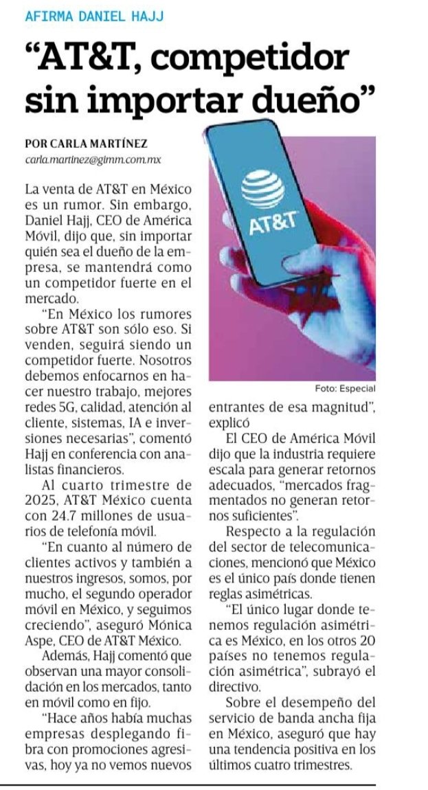 Carlamtzg's tweet image. Daniel Hajj, CEO de América Móvil asegura que @ATTMx es un competidor fuerte sin importar su dueño