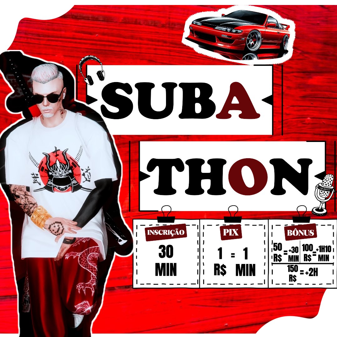 Subathon irá voltar às 14hr com o restante do timer de ontem, bora subir ? Lembrando que tudo que tiver de novo na cidade, Biel vai estar trazendo pra vocês. ⚠️🇯🇵