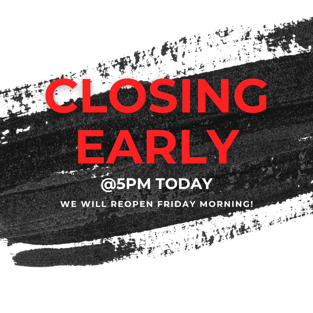 Sorry for any inconvenience. HCL will be closing today at 5pm for repairs.  We will have no water in the building beginning at 3pm today. We should reopen at 7am on Friday!