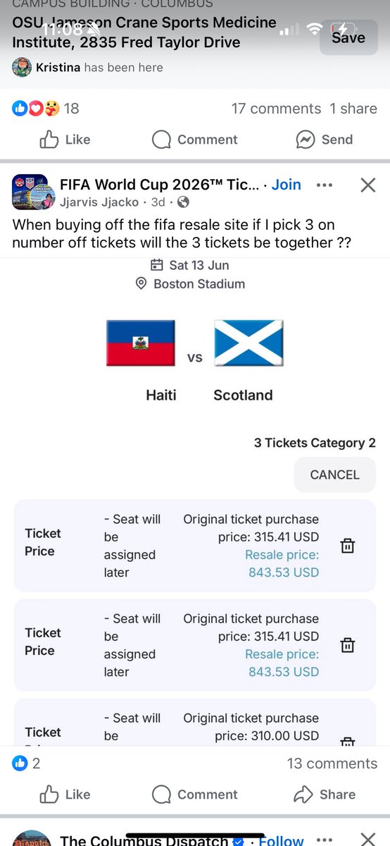 843 dollars to watch Haiti Scotland