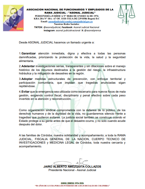 LA TRAGEDIA DE CÓRDOBA ENTRE EL DESASTRE NATURAL Y LA RESPONSABILIDAD DEL ESTADO COLOMBIANO.