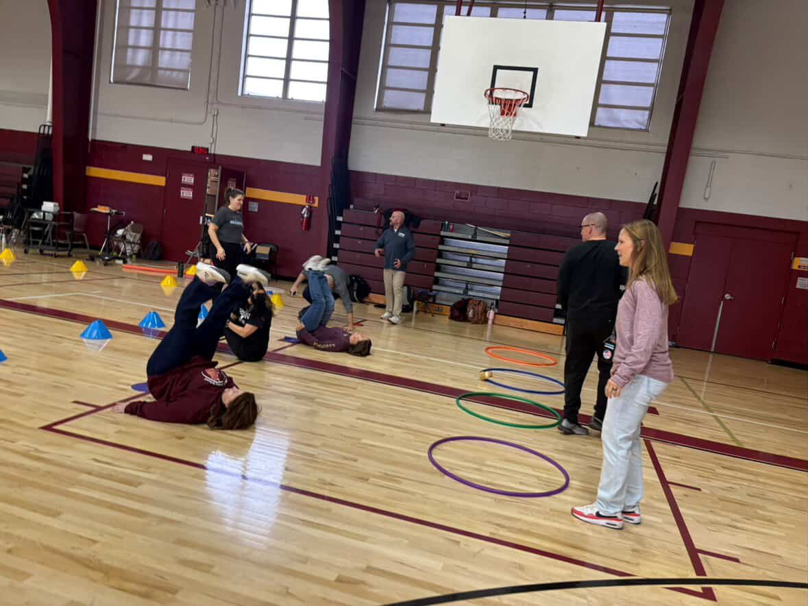 vahperd's tweet photo. Board members, Jen Mulrine and Zack Baker of Newport News Public Schools lead a PD on “PE with a Purpose - Aligning Lessons to SOLs” to HPE teachers in Poquoson Public Schools #physed https://t.co/BmvA9yhWFH