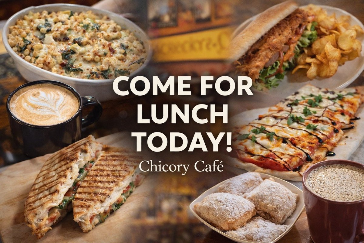 chicorycafe1's tweet photo. Lunch plans? We’ve got you covered. 😍
Fresh sandwiches, flatbreads, homemade mac and cheeses, and coffee that hits just right.
Stop in to Chicory Café today and treat yourself to a lunch break worth taking. 💛☕🥪 https://t.co/psB2pW5IaK