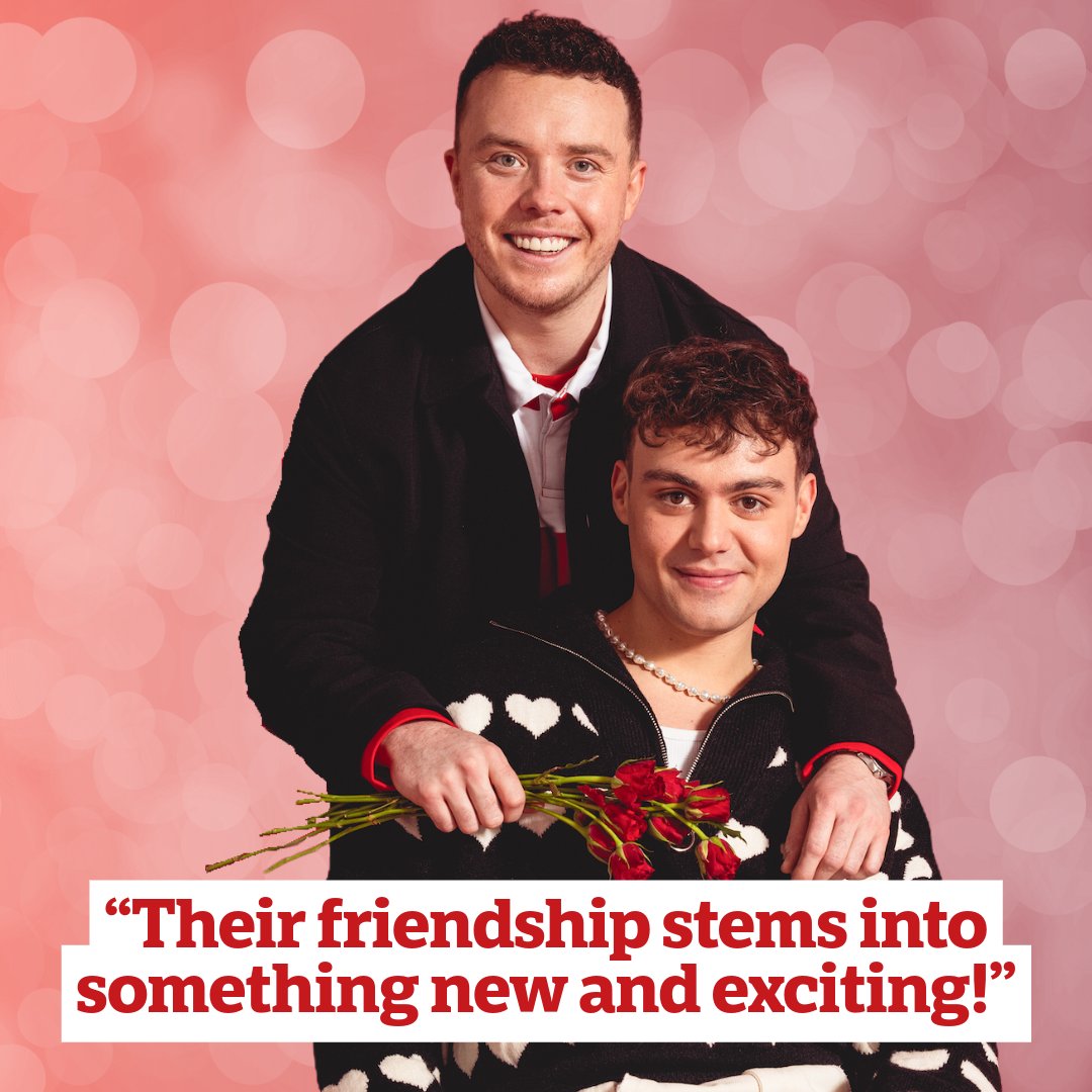 InsideSoapMag's tweet photo. With a new romance blossoming for their characters, #Emmerdale's Bradley Riches and Bradley Johnson tease what we can expect from Lewis and Vinny…aka #Vinnis🥰

🔗https://t.co/z9X2jdGWIu https://t.co/ODjk2tflhX