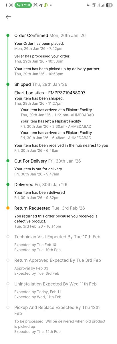 hemalgami2002's tweet photo. @flipkartsupport...Return complaint done on 3rd Feb and today is 12th Feb 2026...till date no solution...worst Ecommerce ever seen....DON'T BUY ANY GOODS FROM FLIPKART..TOTALLY FRAUD COMPANY https://t.co/uSwHgFyjHO