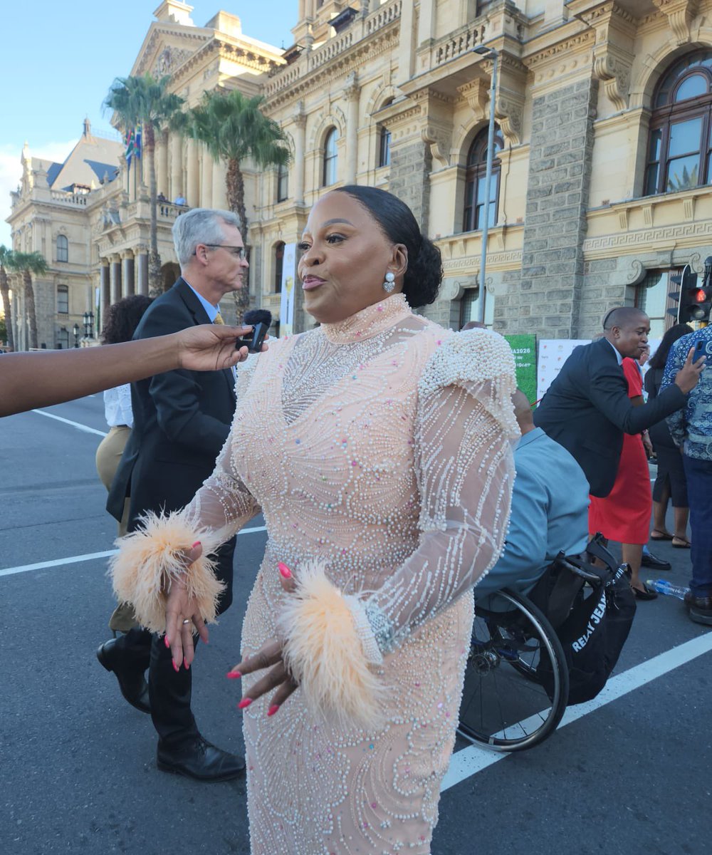 nomvulamoko_'s tweet photo. The Clarion call to support local businesses to drive economic activity is a call to invest in our country. Today I am proudly dressed and styled by over 11 young women and men from my home township Kagiso and Maboneng.  #SONA2026 https://t.co/wa9cHnCh2R