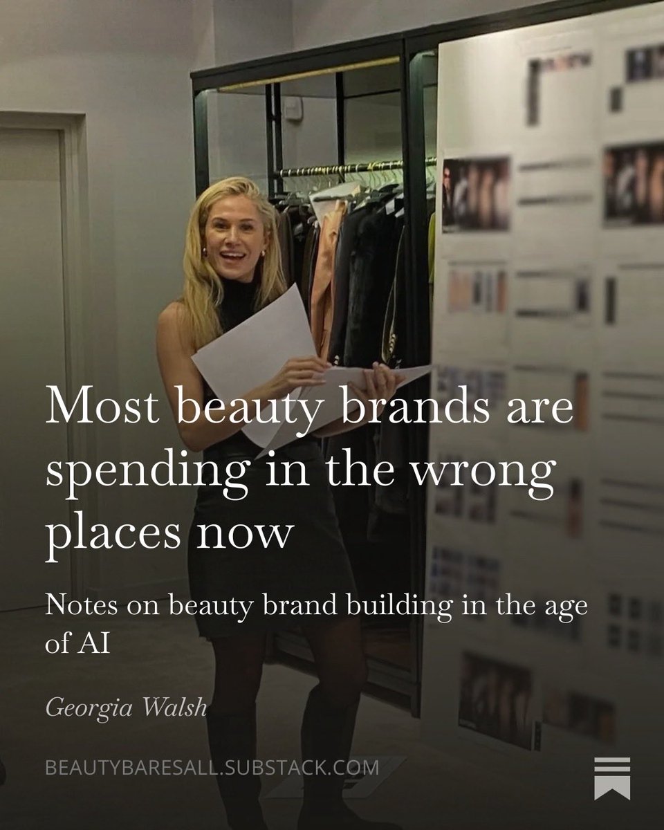 The beauty industry is still budgeting like it’s 2019

That’s the issue 

New note on brand building in the age of AI 
⬇️
beautybaresall.substack.com