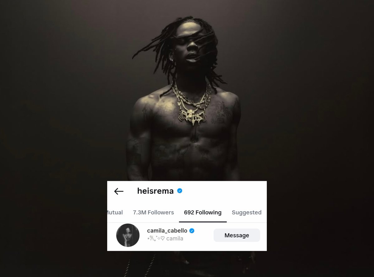 WWCamilaCabello's tweet image. Rema followed Camila Cabello on Instagram.