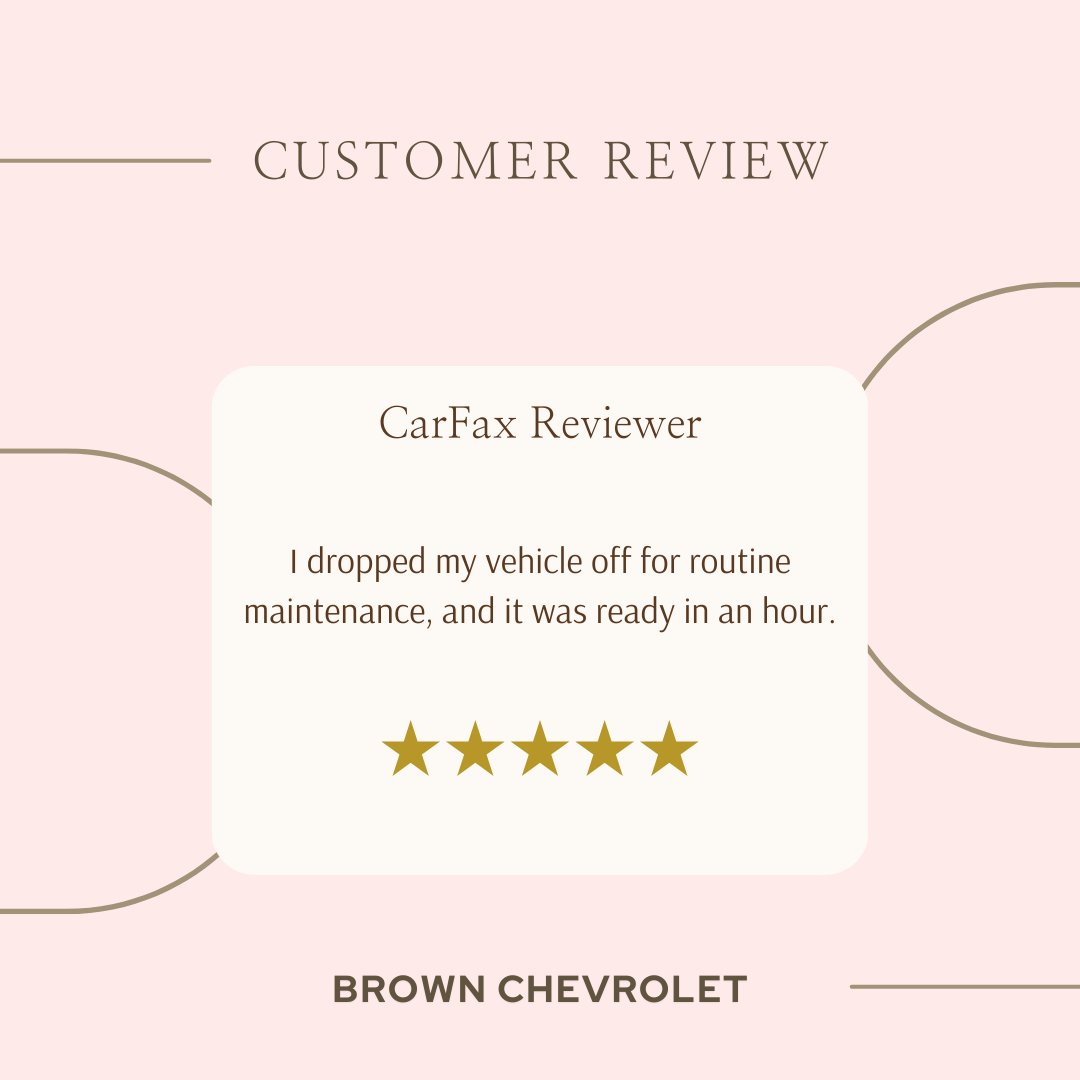 Thank you for sharing! We’re glad your vehicle was ready so quickly and that your routine maintenance went smoothly. Your feedback means a lot to our team!