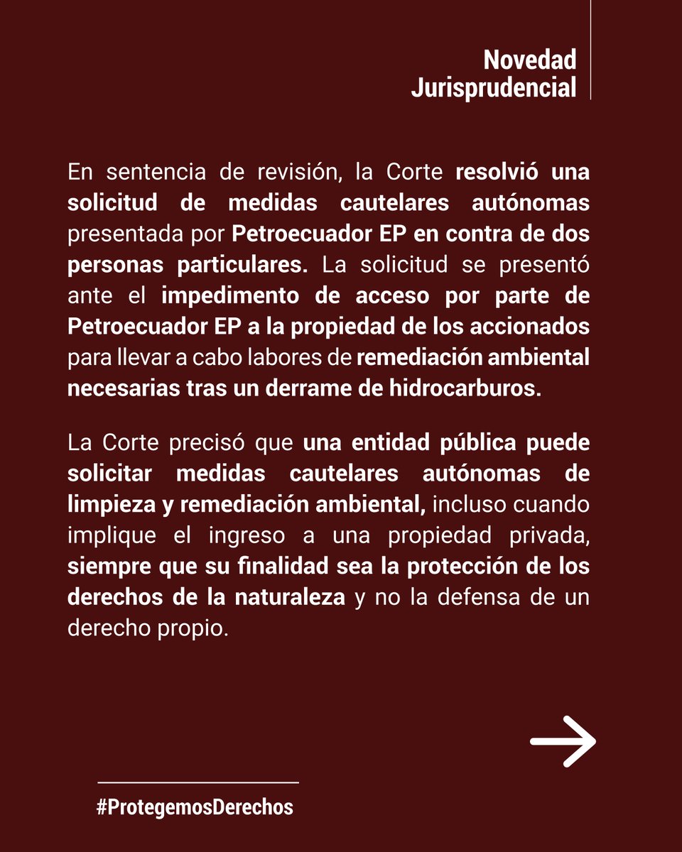 #DestacadaCC | ¿Cuándo una medida cautelar autónoma permite ingresar a un predio privado para remediar un daño ambiental urgente?

👉🏽 Sentencia 27-21-JC/25: bit.ly/3YWjdGL