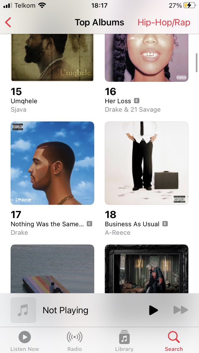 Top Him 5 months later and he still got no.2 and no.3 on the SA hip hop album ...
