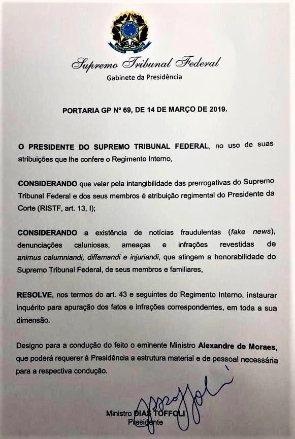 Todos agora sabem por que ele matou no peito e instaurou esse inquérito de ofício (que já vai fazer o 7° aniversário). Mas, claro, era tudo teoria da conspiração dos olavistas, esses malvadões.