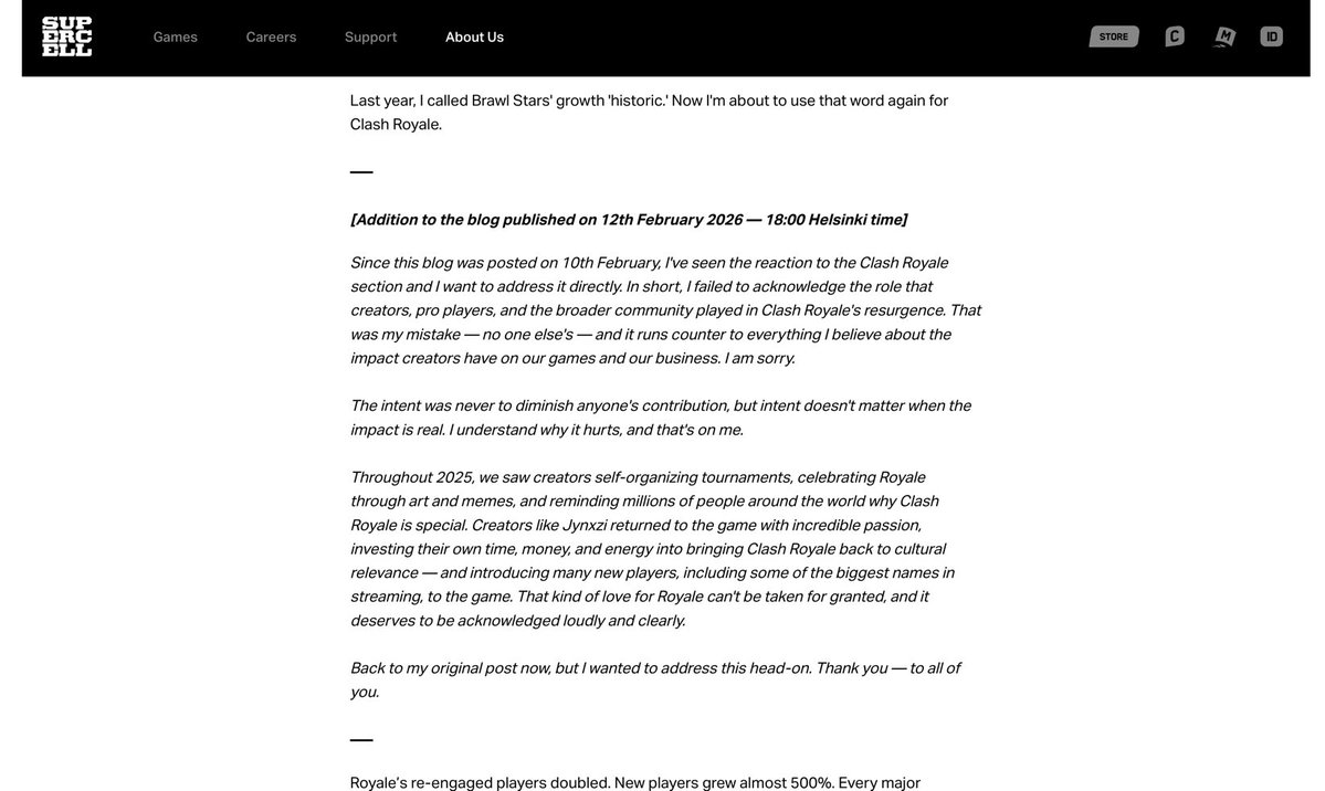 Updated my blog post with something I should’ve included from beginning: proper recognition of Royale creators whose passion — from tournaments to content to community building — was central to game's best year ever. That's on me, and me alone. I'm sorry. supr.cl/best-games