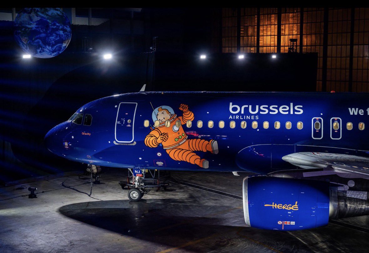 And that’s why Belgium is cool. Brussels Airlines has revealed a new plane featuring Tintin on the moon! It is the second Tintin themed plane in the fleet.