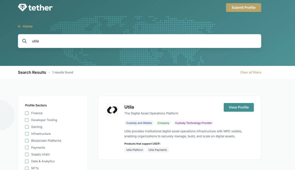 Utila is on <a href="/tether/">Tether</a>'s new #USDT Directory - the first public map of the $186B $USDT ecosystem. 🙇🚀

More on our stablecoin infrastructure 👇 utila.io/blog/stablecoi…