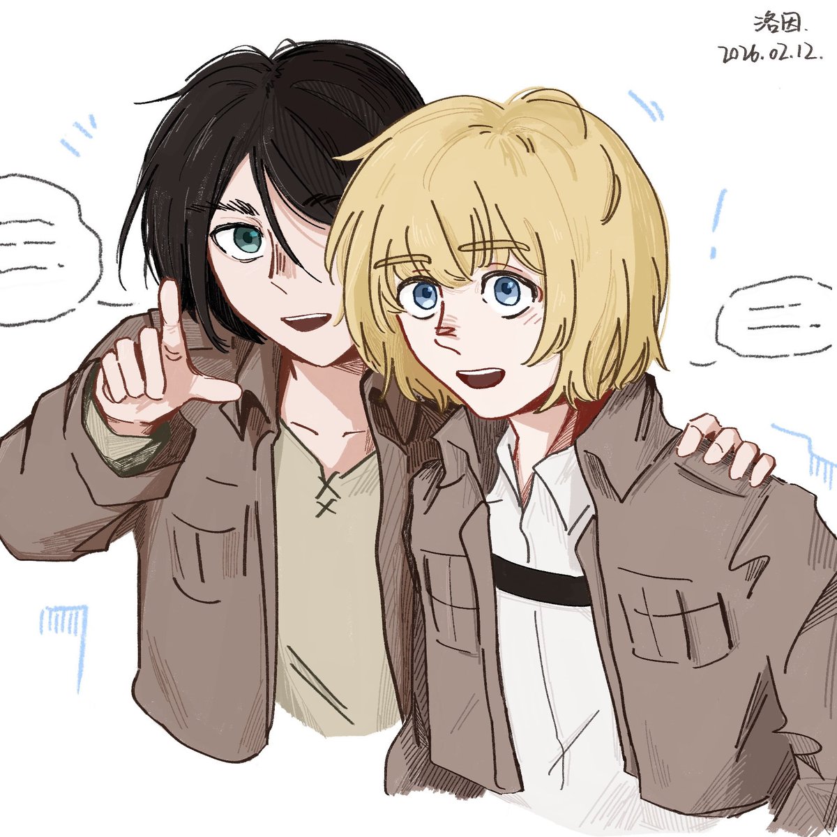 CroftLowein's tweet photo. It's probably just the two of them talking about something nobody else can understand again!

#eremin #エレアル #AttackOnTitan
#进击的巨人 #艾明 #エレンイェーガー
#アルミン https://t.co/wseuuNQPqE