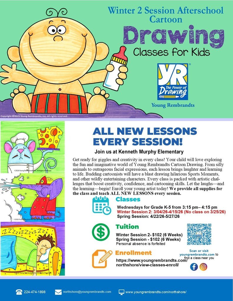 Winter Session Two starting soon.   Sign up to learn how to draw with the afterschool program through Young Rembrandts.