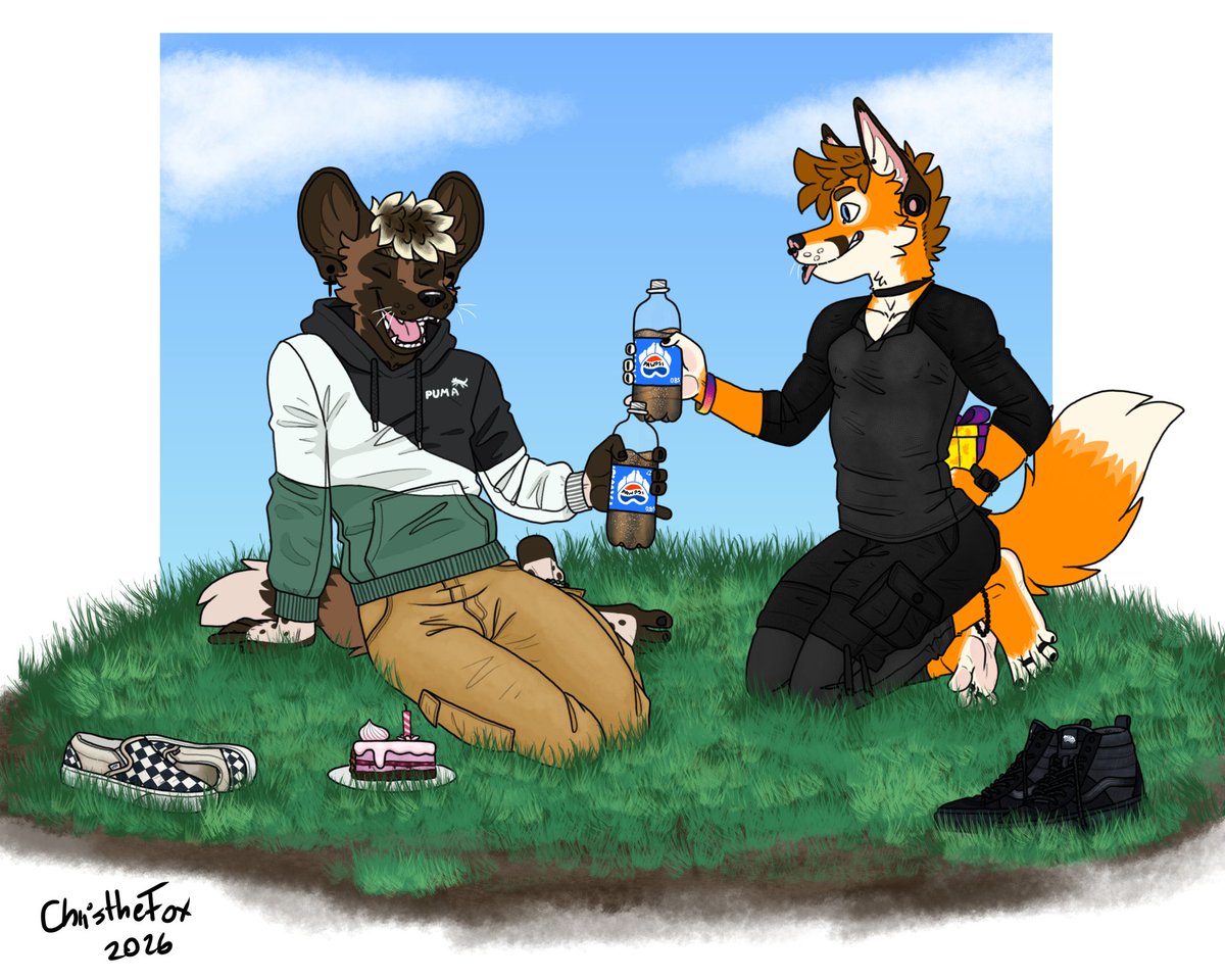 Birthday art for my good friend <a href="/PaintedDogBoi/">Brian</a> :3
Happy late birthday! :D

#furry #furryart #art #divitalart