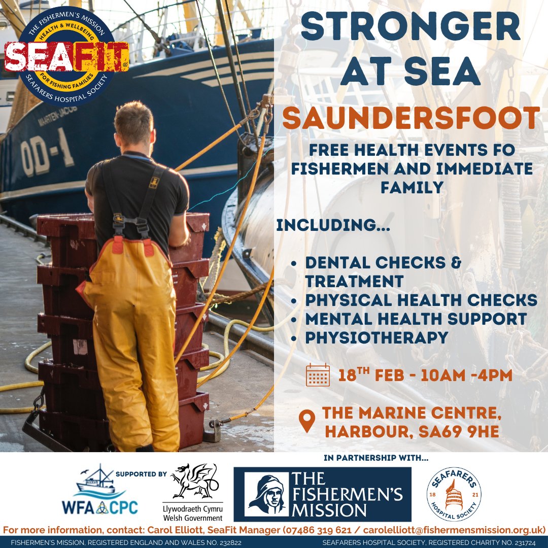 seahospital's tweet photo. We can't wait to kick off another bumper year of #SeaFit events in #Wales next week, starting in the Pembrokeshire fishing village of Saundersfoot!
https://t.co/b23Ez5YJuu
No appointments necessary! Just say hello to our friendly team members from our partners @thefishmish https://t.co/EuJO0FiDK0