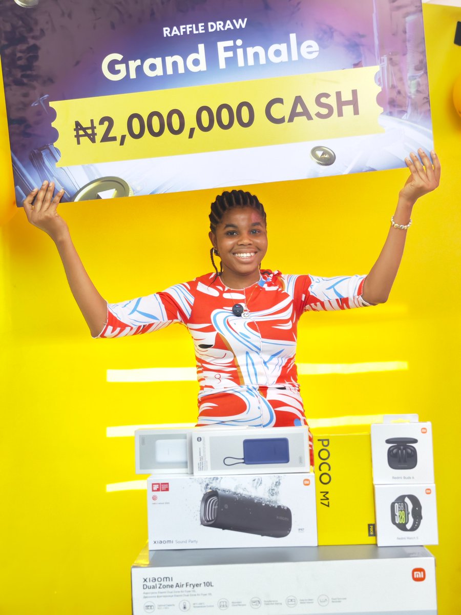 PocoNigeria's tweet photo. The moment we’ve all been waiting for is finally here.
Meet our Grand Finale Winner, who stood out from start to finish.
Instead of a Europe trip, our winner chose ₦2 million cash plus ₦1M worth of prizes. 
Congratulations on this massive win 🎉
#POCONigeria  #GrandFInaleWinner https://t.co/mDJVzbC3DX