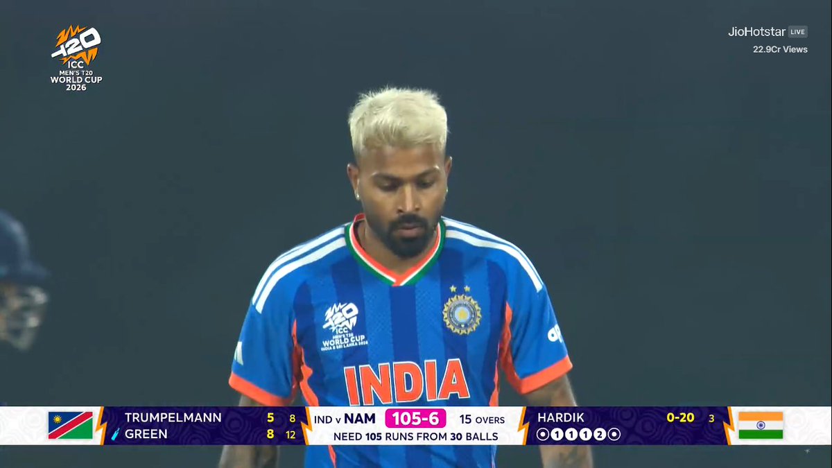 नामीबिया 15 ओवर के बाद 105/6 

#T20WorldCup #INDvNAM