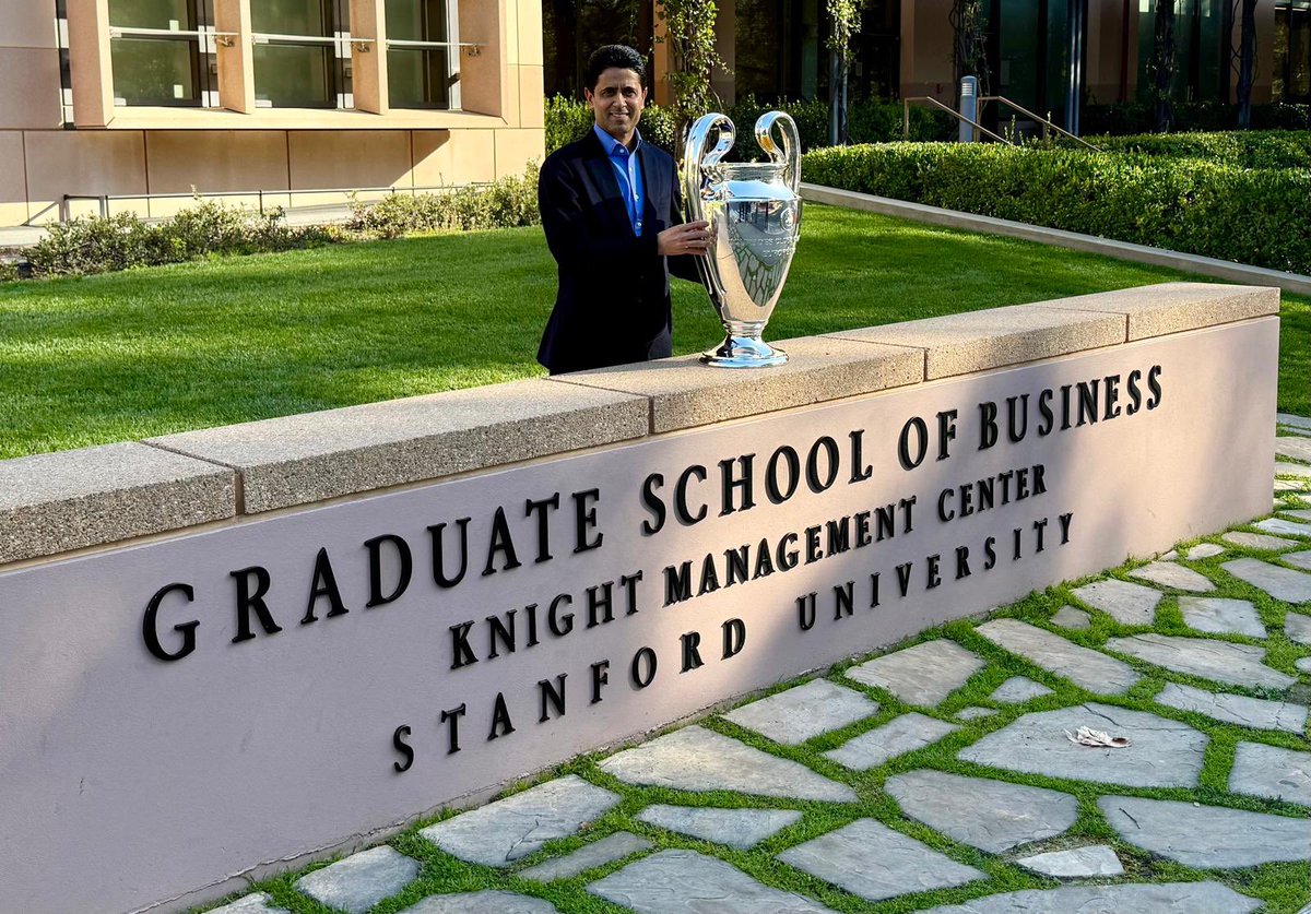 PSG_English's tweet photo. 🔴🔵 Stanford University students meet Paris Saint-Germain President Nasser Al-Khelaïfi for a special exchange !
 
In a packed auditorium, our President engaged with Stanford University students in an open and interactive discussion, sharing his experience as a global sports leader and answering questions from the audience.

🔗 https://t.co/2ImajUdEM2