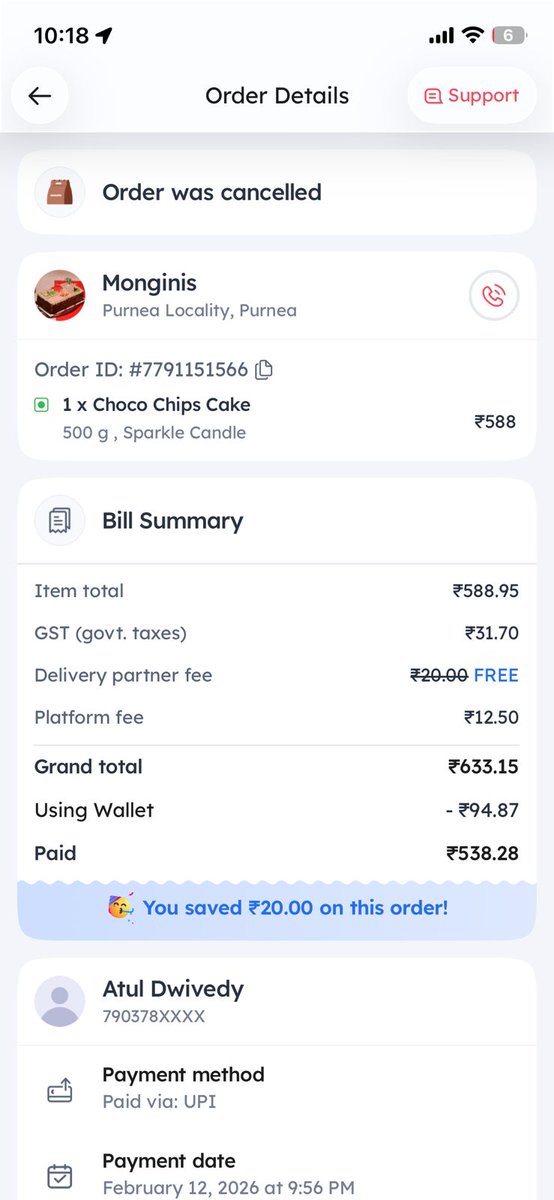 ajitdwivedy9's tweet photo. @zomatocare why you are not providing refund if address was wrong to deliver this order. Due to I have canceled this order. Why you are not giving refund??? Or I amy go to consumer court for this scam. https://t.co/JV9yUsV3ZC